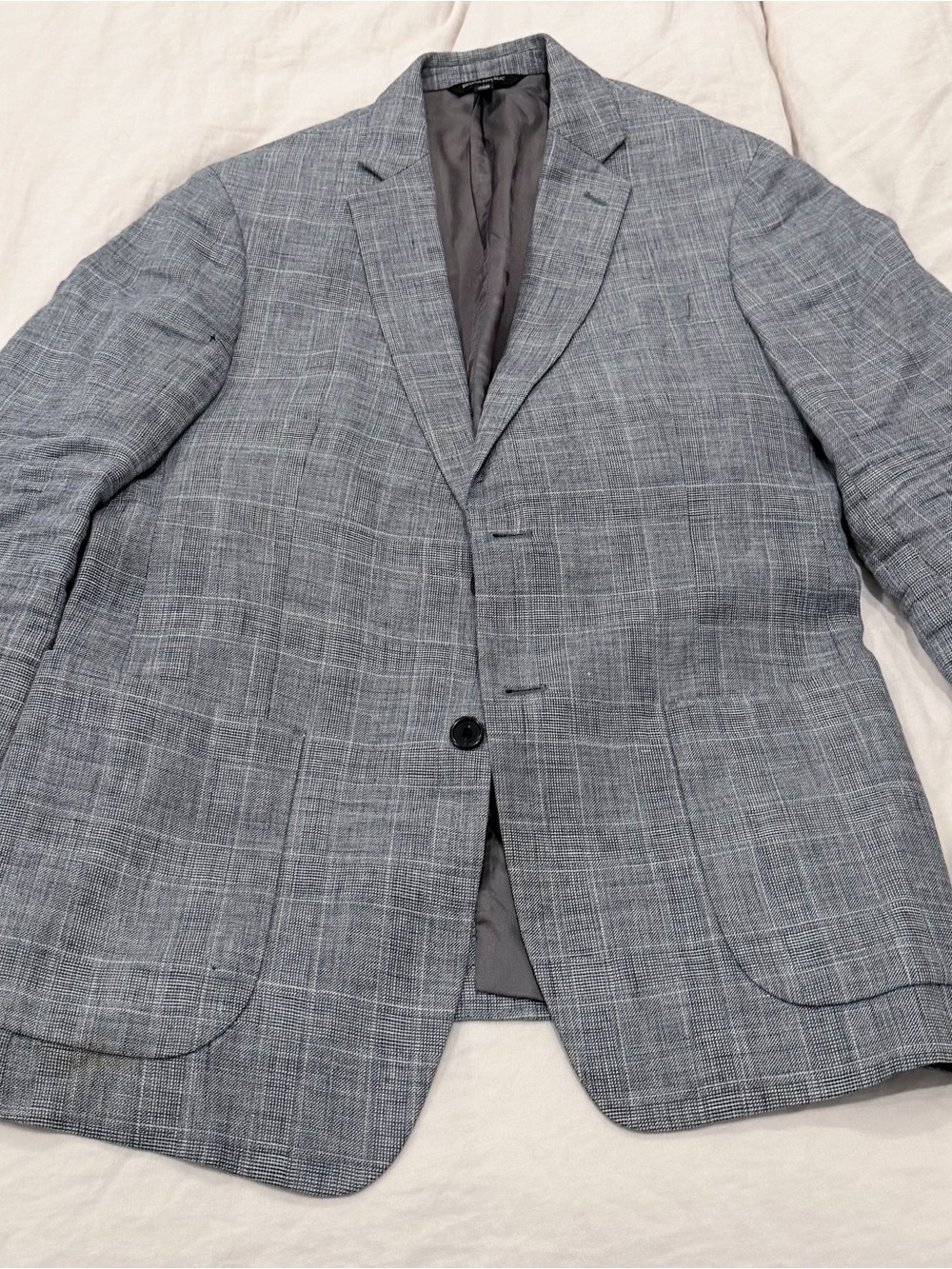 Banana Republic Heritage Linen Gray Plaid Sport Coat - 40 Regular